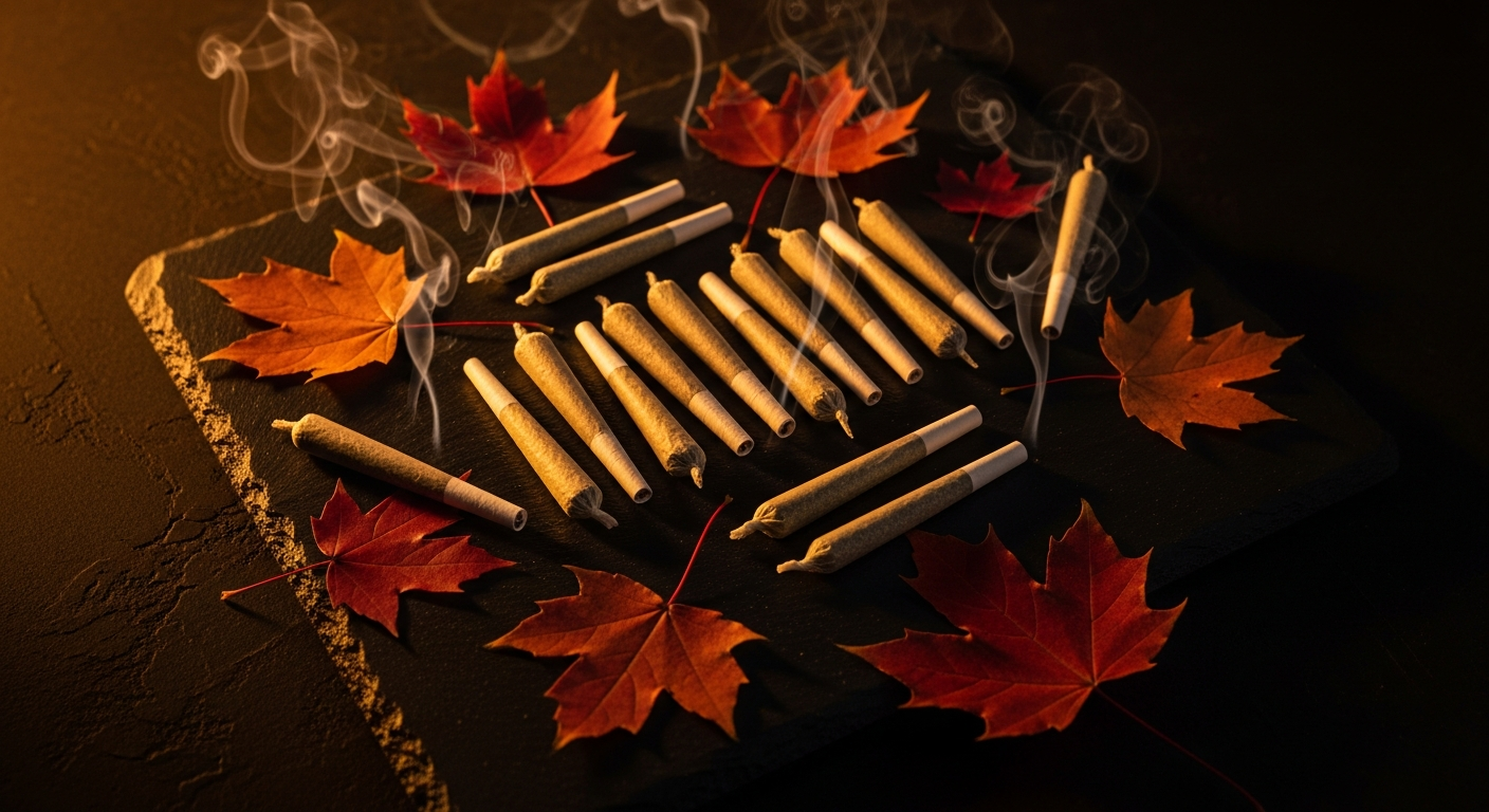 Premium pre-rolled joints artfully arranged